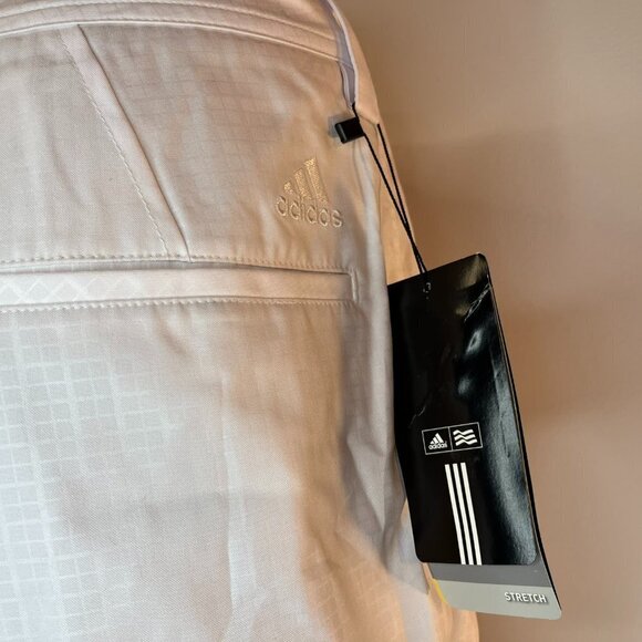 Adidas Men's White Check Long Climalite Golf Shorts - Size 33 - NWT - Picture 2 of 5